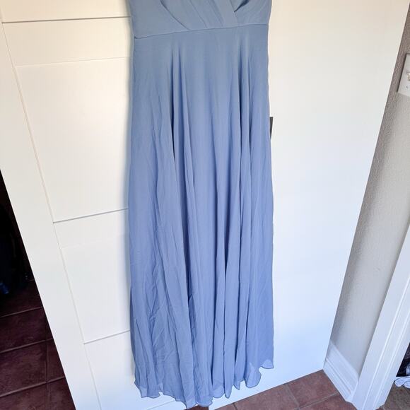 Lulus All About Love Slate Blue Maxi Dress SMALL Lined Formal Chiffon NEW - Picture 3 of 12